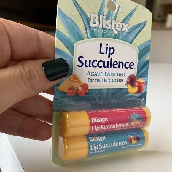 Blistex Lip Balm 2 Pk Succulence Agave Enriched Strawberry Melon Peach - Picture 4 of 4